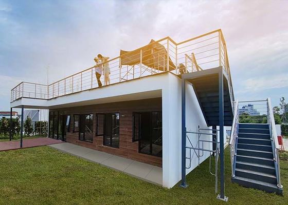 DEEPBLUE Prefabrykowany drewniany bungalow z lekką konstrukcją stalową Budynek biurowy
