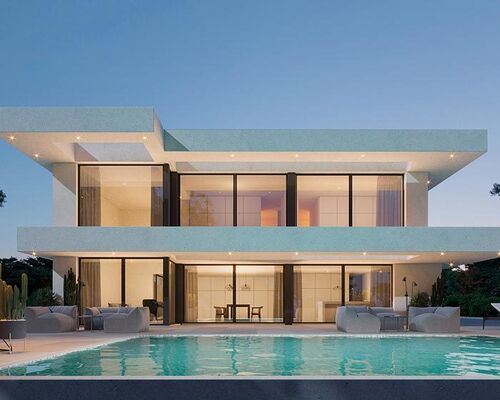 Luxury Single Family Light Steel Frame Home Zainspirowany architekturą Morza Śródziemnego