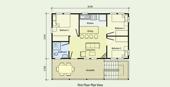 Prefabrykowane Bungalowy Plażowe z Lekkim Szkieletem Stalowym, Wygląd Drewniany, Drewniany Dom
