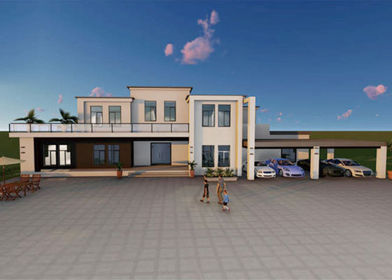 Ogród Taras Zielone domy z prefabrykatów Dwupoziomowy wolnostojący prefabrykowany lekki stalowy dom szkieletowy