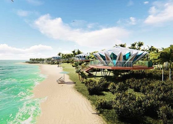Light Steel Framing Prefabricated Overwater Bungalow / Prefab House For Resort